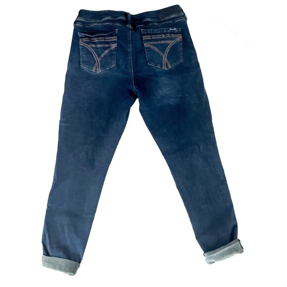 Seven 7 Womens Size 14 Medium Wash Mid Rise Denim Skinny Jeans Distressed - Picture 2 of 6